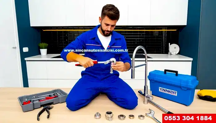 Yenikent tesisatçı, su tesisatçısı mutfak musluğunu tamir ediyor.